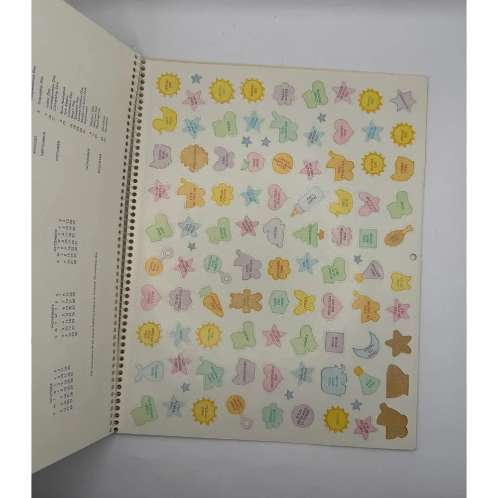 Vintage Baby's First Year Sticker Calendar Hallmark 1985 Stickers Nursery